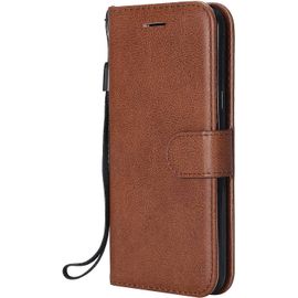 Kal-Coque Pour Galaxy J3 2016, Pu En Cuir Coque Portefeuille Étui Housse, Design Classique Tpu Coque Pour Samsung Galaxy J3 2016 - Marron