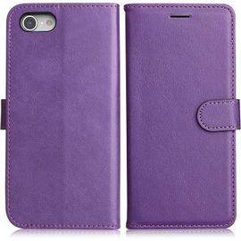 Kal-Coque Pour Iphone Se 2022 / Iphone Se 2020 / Iphone 8 / Iphone 7, Pu En Cuir Coque Portefeuille Étui Housse, Design Classique Tpu Coque Pour Iphone Se 2022 / Se 2020/8 / 7, Violet