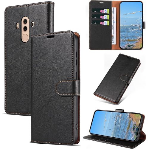 Kal-Coque Pour Huawei Mate 10 Pro, Antichoc Magnetique Étui À Rabat Avec Porte Cartes, Portefeuille Housse En Cuir Pu Coque Pour Huawei Mate 10 Pro, Noir