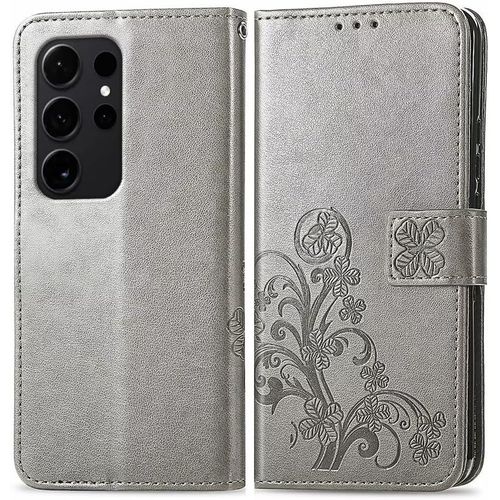 Kal-Coque En Cuir Pour Samsung Galaxy S24 Ultra (6.8"" Inches), Étui Portefeuille Avec 3 Emplacements Pour Cartes 1 Poche À Monnaie - Gris
