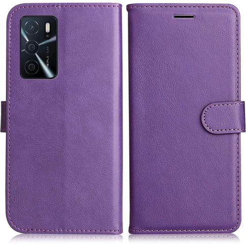 Kal-Coque Pour Oppo A16 4g / Oppo A16s / Oppo A54s, Pu En Cuir Coque Portefeuille Étui Housse, Design Classique Tpu Coque Pour Oppo A16 4g / Oppo A16s / Oppo A54s, Violet
