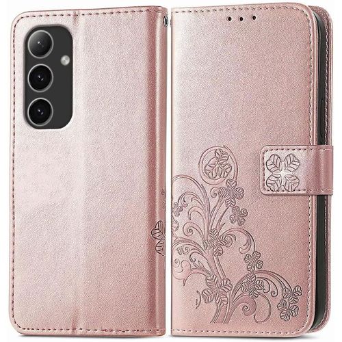 Kal-Coque En Cuir Pour Samsung Galaxy S24+ / Samsung Galaxy S24 Plus (6.7"" Inches), Étui Portefeuille Avec 3 Emplacements Pour Cartes 1 Poche À Monnaie - Or Rose