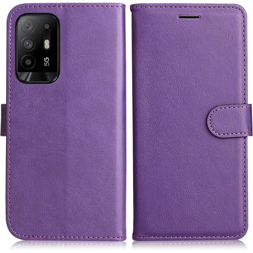 Kal-Coque Pour Oppo A94 5g / Oppo A95 5g / Oppo F19 Pro Plus, Pu En Cuir Coque Portefeuille Étui Housse, Design Classique Tpu Coque Pour Oppo A94 5g / Oppo A95 5g / Oppo F19 Pro Plus, Violet