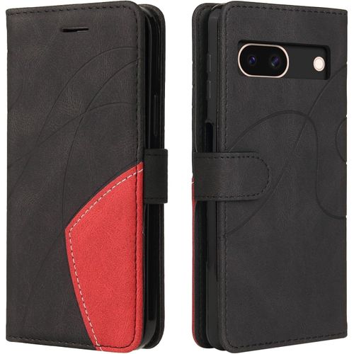 Kal-Coque Google Pixel 8a, Flip Magnétique Protection Case Portefeuille Google Pixel 8a, Antichoc Housse, Étui En Cuir Pu Pour Portefeuille Avec Pour Google Pixel 8a, Noir
