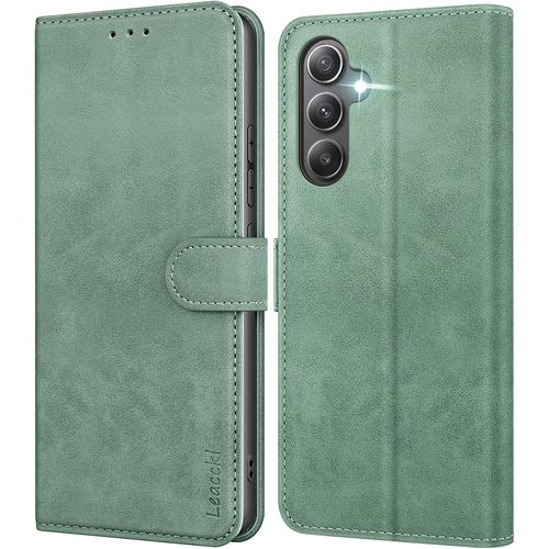 Kal-Coque Pour Samsung Galaxy A54 5g, Etui Protection Housse Premium En Cuir Pu Portefeuille, [Ranges Cartes] [Fonction Support] Pochette Fermeture Magnétique Pour Samsung Galaxy A54 5g, Vert