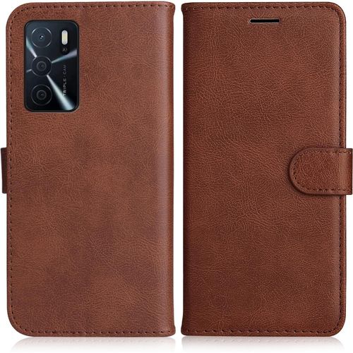 Kal-Coque Pour Oppo A16 4g / Oppo A16s / Oppo A54s, Pu En Cuir Coque Portefeuille Étui Housse, Design Classique Tpu Coque Pour Oppo A16 4g / Oppo A16s / Oppo A54s, Marron