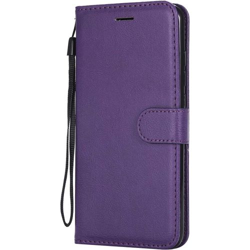 Kal-Coque Pour Xiaomi Redmi Note 6 Pro, Étui Portefeuille En Cuir Pu, Housse Tpu Design Classique - Violet