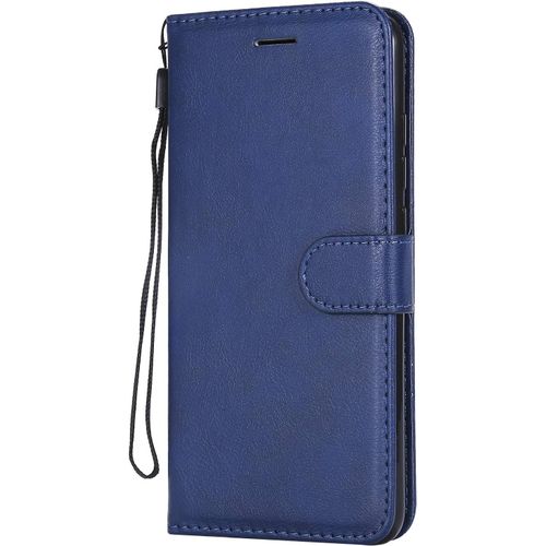 Kal-Coque Pour Xiaomi Redmi Note 6 Pro, Pu En Cuir Coque Portefeuille Étui Housse, Design Classique Tpu Coque Pour Xiaomi Redmi Note 6 Pro - Bleu Marin