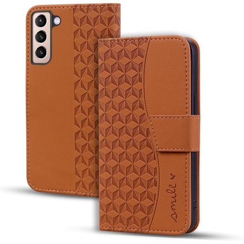 Kal-Coque Pour Samsung Galaxy S23 Plus Étui Haute Qualité Cuir Pu Magnétique Protection Housse Avec Fente Pour Carte Pour Galaxy S23 Plus - Brun