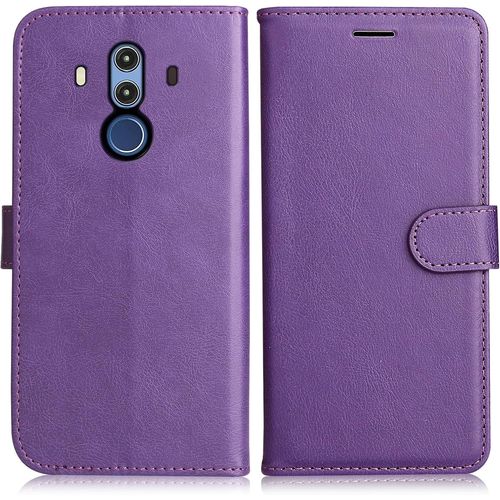 Kal-Coque Pour Huawei Mate 10 Pro, Pu En Cuir Coque Portefeuille Étui Housse, Design Classique Tpu Coque Pour Huawei Mate 10 Pro, Violet