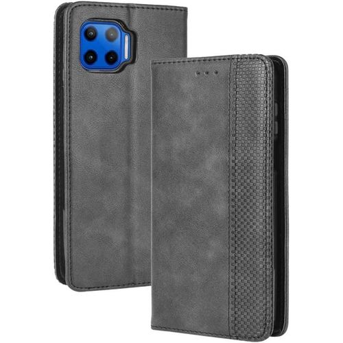 Kal-Housse Pour Telephone Motorola Moto G 5g Plus Etui, Pu/Tpu Retourner Cuir Coque Magnétique Portefeuille, Noir