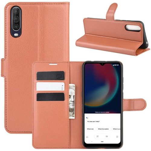 Kal-Coque Wiko View 4 / View 4 Lite, Antichoc Portefeuille Étui Housse En Cuir À Rabat Flip Cover Case Avec Silicone Bumper, Porte Carte, Béquille, Boucle Magnétique Pour Wiko View 4, Marron