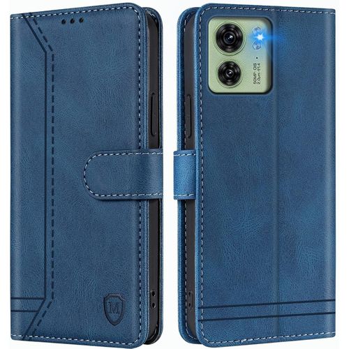 Kal-Coque Pour Motorola Edge 40 Coque, Etui Protection Housse Premium En Cuir Pu,Pochette Fermeture Magnétique,Flip Case Compatible Avec Motorola Edge 40 (Bleu)