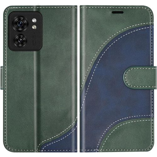 Kal-Coque Pour Motorola Edge 40, Housse En Cuir Pu Pochette De Portefeuille, Magnétique Étui De Protection Housse Coque Pour Motorola Edge 40, Vert