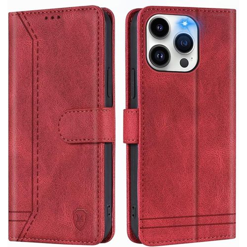 Kal-Coque Pour Samsung Galaxy S24 Coque, Etui Protection Housse Premium En Cuir Pu,Pochette Fermeture Magnétique,Flip Case Compatible Avec Samsung Galaxy S24 (Rouge)