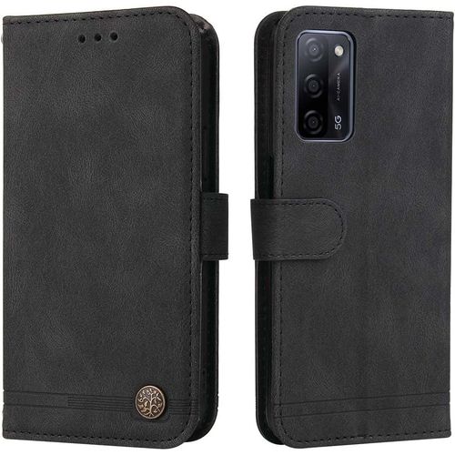 Kal-Cuir Coque Pour Oppo A54s / Oppo A16 / Oppo A16s, Très Mince Étui Portefeuille [Blocage Rfid] [Fentes Pour Cartes] Antichoc Pu/Tpu Housse Protection Flip Case - Noir