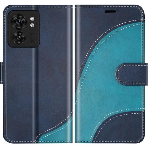 Kal-Coque Pour Motorola Edge 40, Housse En Cuir Pu Pochette De Portefeuille, Magnétique Étui De Protection Housse Coque Pour Motorola Edge 40, Bleu