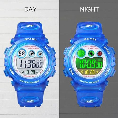 Montre Enfant LED Multi-Styles Réveil pour Enfants - Cadeaux & Jouets (Bleu)