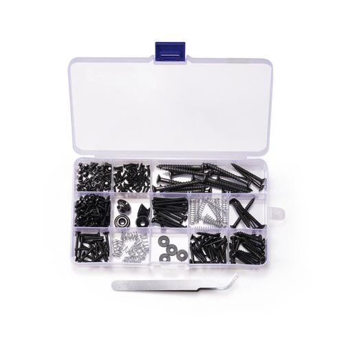 254 PièCes/Lot Kit de Vis de Guitare pour Assortiment de de Plaque ArrièRe avec BoîTe de Rangement pour Outils de Bricolage de Guitare éLectrique, Noir