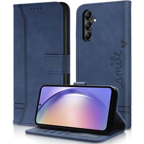 Kal-Coque Pour Samsung Galaxy A54 5g - [Housse En Cuir Pu Premium], Fentes Cartes Antichoc Support Cuir Pochette Portefeuille Étui De Protection Pour Samsung A54 (Bleu)