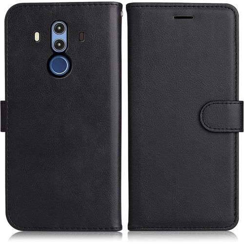 Kal-Coque Pour Huawei Mate 10 Pro, Pu En Cuir Coque Portefeuille Étui Housse, Design Classique Tpu Coque Pour Huawei Mate 10 Pro, Noir