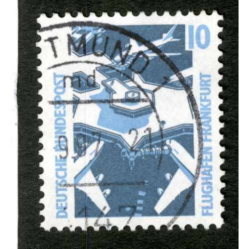Timbre Oblitéré Deutsche Bundespost, Flughafen Frankfurt, 10