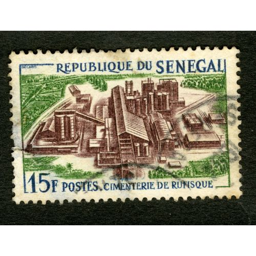 Timbre Oblitéré République Du Sénégal, Cimenterie De Rufisque, 15 F