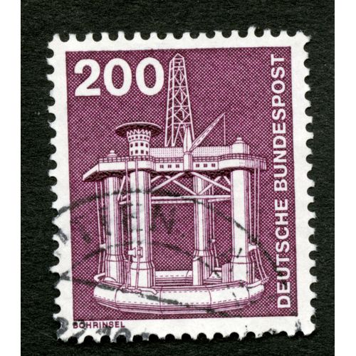 Timbre Oblitéré Deutsche Bundespost, Bohrinsel, 200