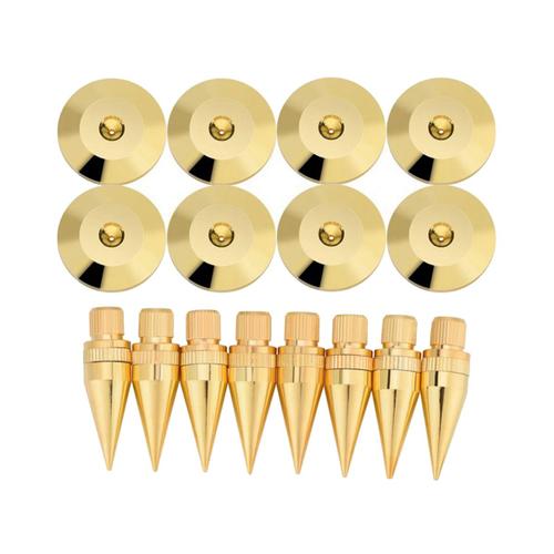 8 Paires De Pointes De Haut-Parleur 6 X 36 Mm Support D'isolation En Cuivre + Pieds De Base Pour Amplificateur De Haut-Parleur Lecteur Dvd Tourne-Disque Enregistreur