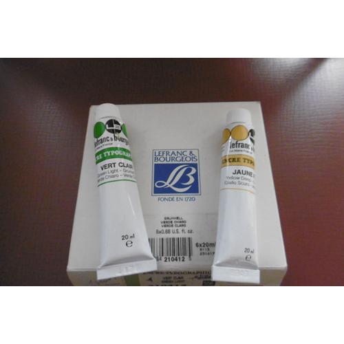 Lefranc Bourgeois Encre Typographique Tube 20ml Lot De 2 : Vert Et Jaune