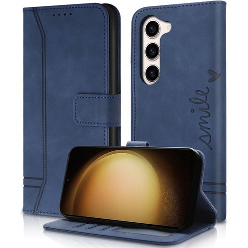 Kal-Coque Pour Samsung Galaxy S23 Plus 5g 6,6 Pouces - [Housse En Cuir Pu Premium], Fentes Cartes Antichoc Support Cuir Pochette Portefeuille Étui De Protection Pour Samsung S23 Plus (Bleu)
