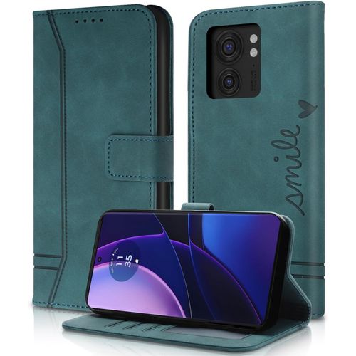Kal-Coque Pour Motorola Edge 40 - [Housse En Cuir Pu Premium], Fentes Cartes Antichoc Support Cuir Pochette Portefeuille Étui De Protection Pour Motorola Edge 40 (Vert)