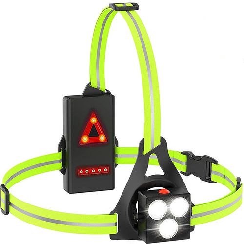 Lampe De Course À Pied Led Rechargeable Par Usb Pour Poitrine, Réglable À 120°, Éclairage Pour Course Avec Bandes Réfléchissantes Pour Jogging, Promenade, Sports Extérieur