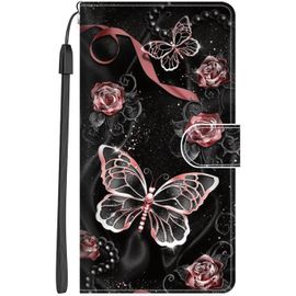 Kal-Coque Pour Iphone Se 2022 / Se 2020 / Iphone 7/8 Etui À Rabat Antichoc Fente Carte Support Magnétique Cover Motif Étui En Cuir Protection Pochette Housse Portefeuille Flip Case - Papillon