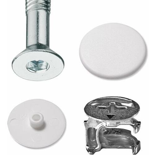 20x Cache vis Plastique Blanc d = 4mm D = 17mm l = 3mm tête Plate CHC FHC  15mm 6 pans Creux Allen SW4 Hexagonal Meuble Capuchon Bouchon Trou