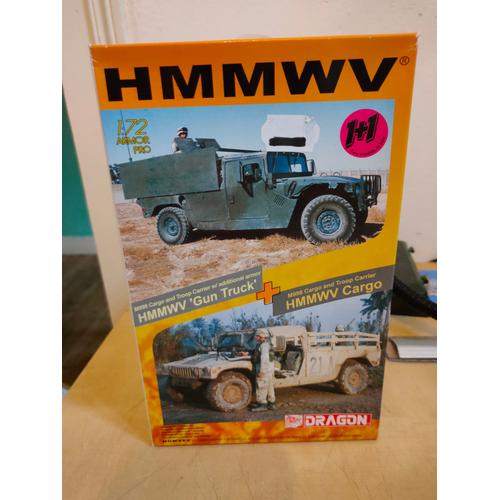 Maquette Blindés Dragon 1/72 : Hmmwv : Gun Truck + Cargo ( 2 Modèles ) Rare-Dragon