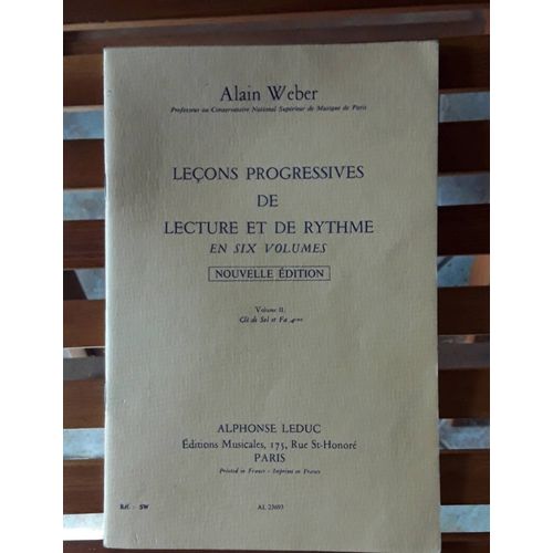 Leçons Progressive De Lecture Et De Rythme Vol 2 Alain Weber