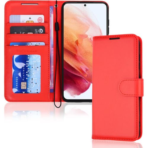 Kal-Galaxy S23 Plus Étui Portefeuille En Cuir, Housse De Protection Avec Porte-Cartes, Support Et Dragonne - Cuir Pu Rouge Avec Fermeture Magnétique Conçu Pour Samsung S23 Plus 5g