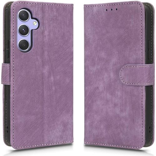 Kal-Housse Pour Samsung Galaxy A54 Etui, Rfid Protect Pu/Tpu Cuir Coque Magnétique Portefeuille, Violet