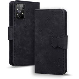 Kal-Coque Pour Samsung Galaxy A52 4g 5g/A52s 5g Etui Protection Housse Premium En Cuir Pu Flip Cover Galaxy A52s 5g Magnétique Portefeuille Cover Pour Samsung Galaxy A52/A52s 5g, Noir Chat