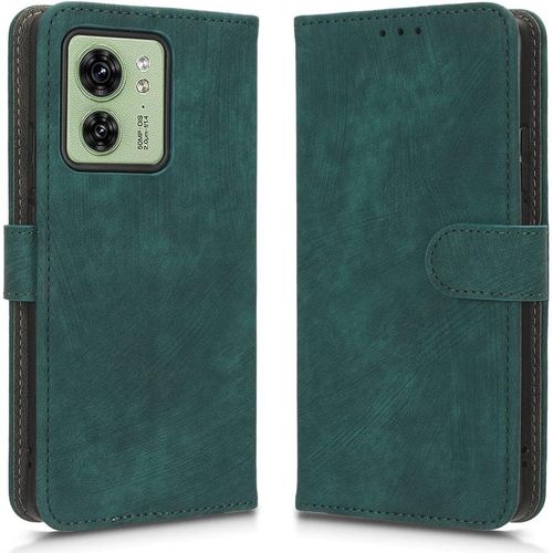 Kal-Housse Pour Motorola Edge 40 5g Etui, Rfid Protect Pu/Tpu Cuir Coque Magnétique Portefeuille, Vert