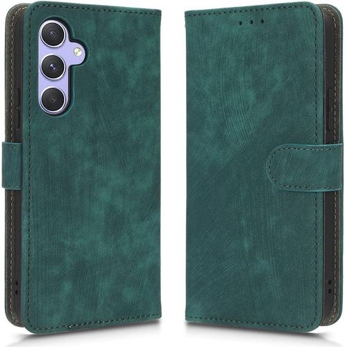 Kal-Housse Pour Samsung Galaxy A54 Etui, Rfid Protect Pu/Tpu Cuir Coque Magnétique Portefeuille, Vert
