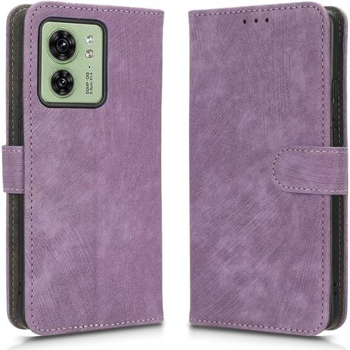 Kal-Housse Pour Motorola Edge 40 5g Etui, Rfid Protect Pu/Tpu Cuir Coque Magnétique Portefeuille, Violet