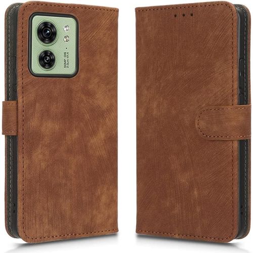 Kal-Housse Pour Motorola Edge 40 5g Etui, Rfid Protect Pu/Tpu Cuir Coque Magnétique Portefeuille, Marron