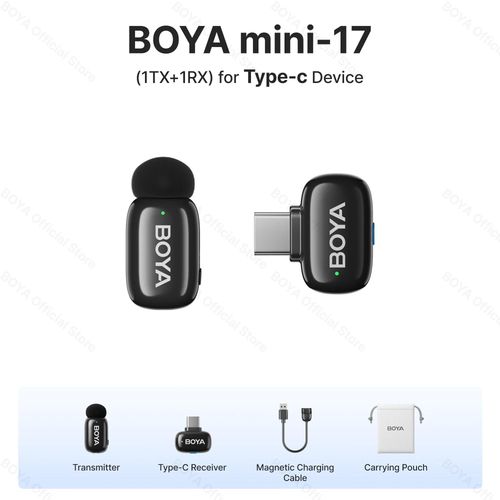 BOYA BOYA Mini Microphone à revers Lavalier sans fil pour iPhone iPad Android type-c téléphone diffusion en direct enregistrement Audio vidéo Vlog (17 (1TX-1RX) -TYPE-C)