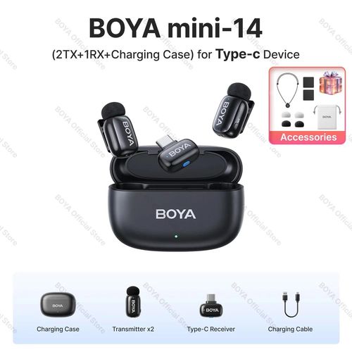 BOYA BOYA Mini Microphone à revers Lavalier sans fil pour iPhone iPad Android type-c téléphone diffusion en direct enregistrement Audio vidéo Vlog (14-type-C-Gift)