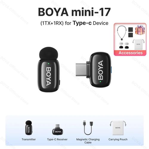 BOYA BOYA Mini Microphone à revers Lavalier sans fil pour iPhone iPad Android type-c téléphone diffusion en direct enregistrement Audio vidéo Vlog (17-type-C-Gift)