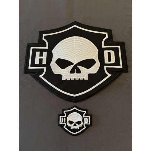 Kit Moto Écusson Patch Brodé Thermocollant Tête De Mort Skull , Harley Davidson