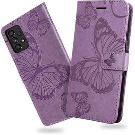 Kal-Coque Pour Galaxy A53 5g, Papillon Imprimé Housse En Cuir Pu Magnétique Portefeuille, Étui À Rabat Pour Samsung Galaxy A53 5g, Violet