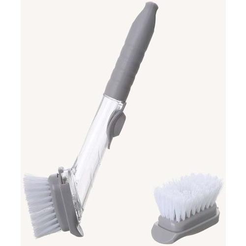 Brosse de nettoyage pour cuisine 2 en 1 avec éponge et réservoir à